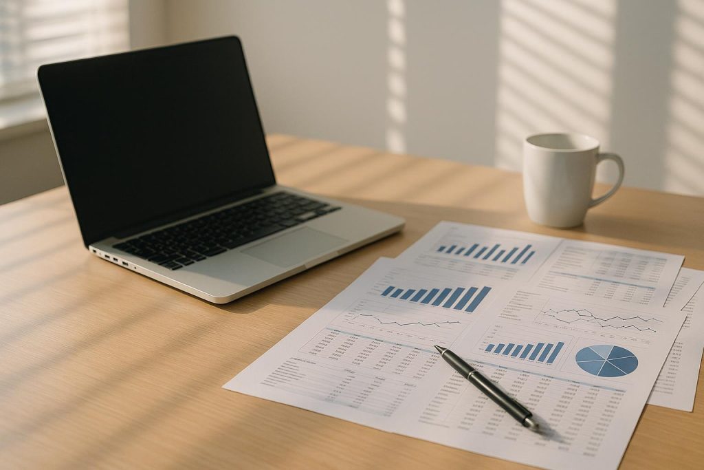 A bright desk with documents and a laptop, highlighting policy compliance audits.