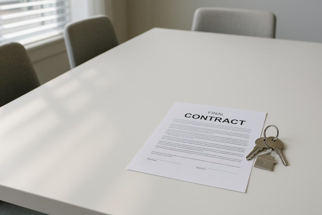 Contract documents and keys on a table, depicting a real estate sales pipeline.